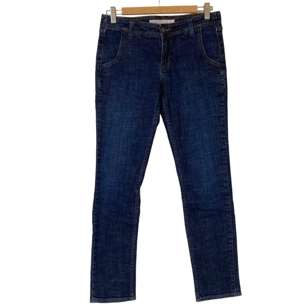 Old Navy Y2K Straight Leg Jeans Mid Rise Dark Wash Denim Side Pockets Size 4 - Picture 2 of 14